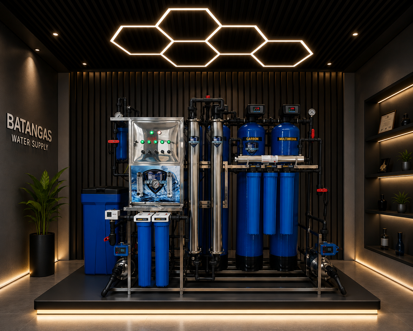 BLUEACE PRO D1-A dual RO vessels, control panel and filtration assembly
